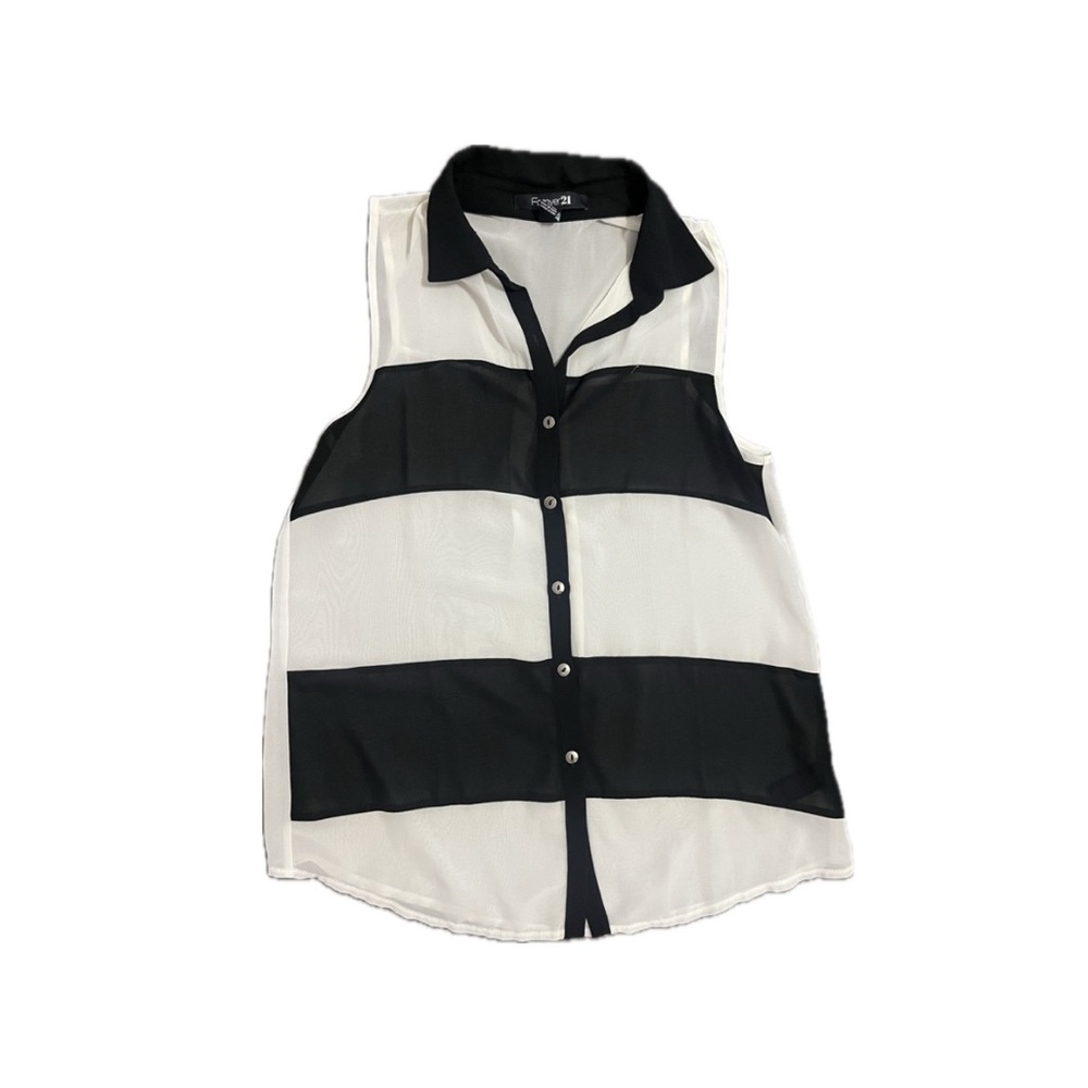 Striped Sleeveless button up blouse